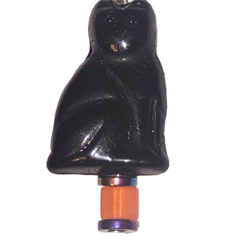 HANDMADE Black Cat BEAD Halloween Holiday Unbranded Earrings - Picture 2 of 7